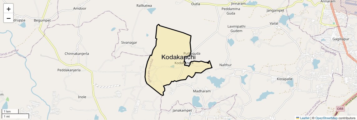 Location Map of Kodakanchi, Hyderabad
