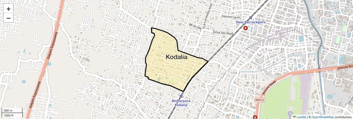 Location Map of Kodalia, Kolkata