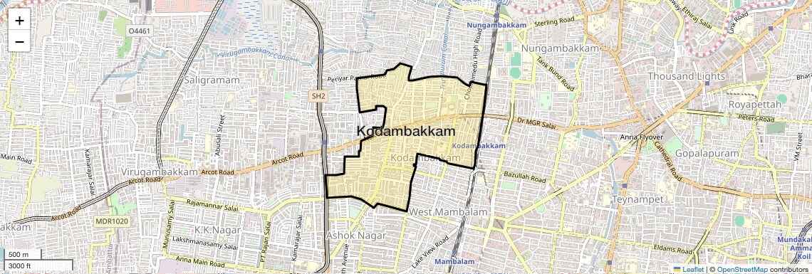 Location Map of Kodambakkam, Chennai