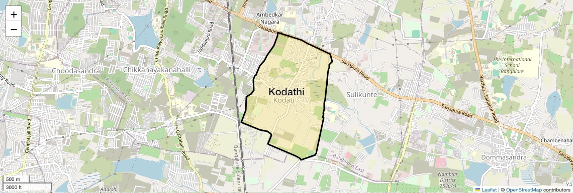 Location Map of Kodathi, Bangalore