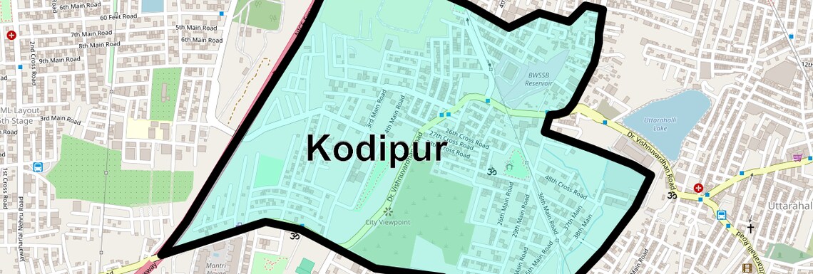 Location Map of Kodipur, Bangalore