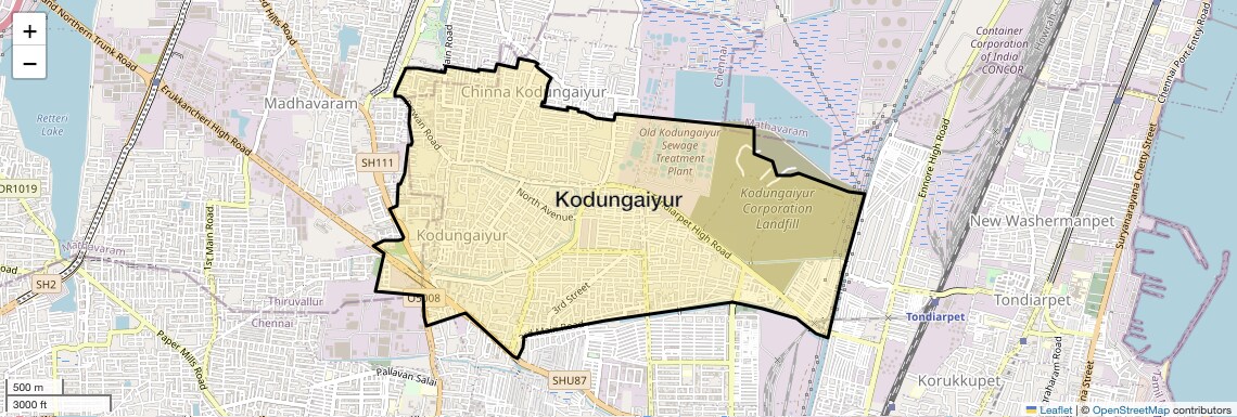 Location Map of Kodungaiyur, Chennai