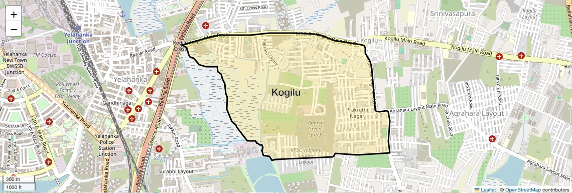 Location Map of Kogilu, Bangalore