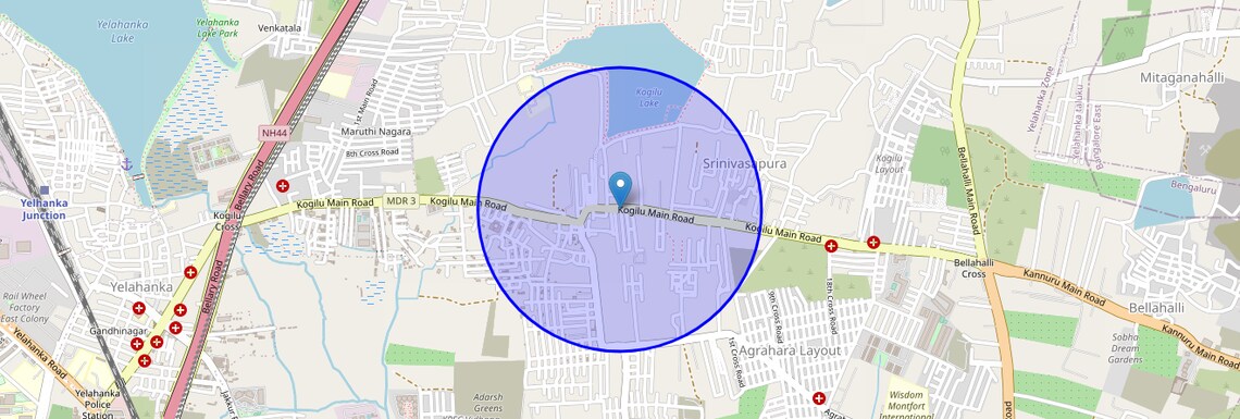 Location Map of Kogilu Road, Bangalore