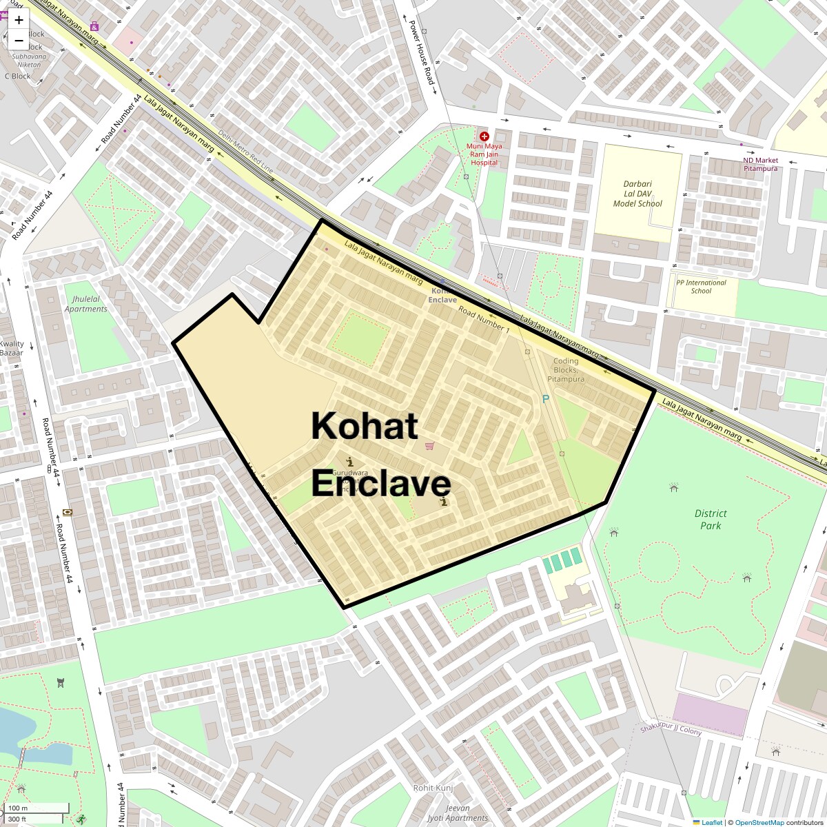 Location Map of Kohat Enclave, Delhi