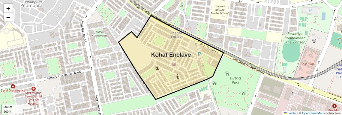 Location Map of Kohat Enclave, Delhi
