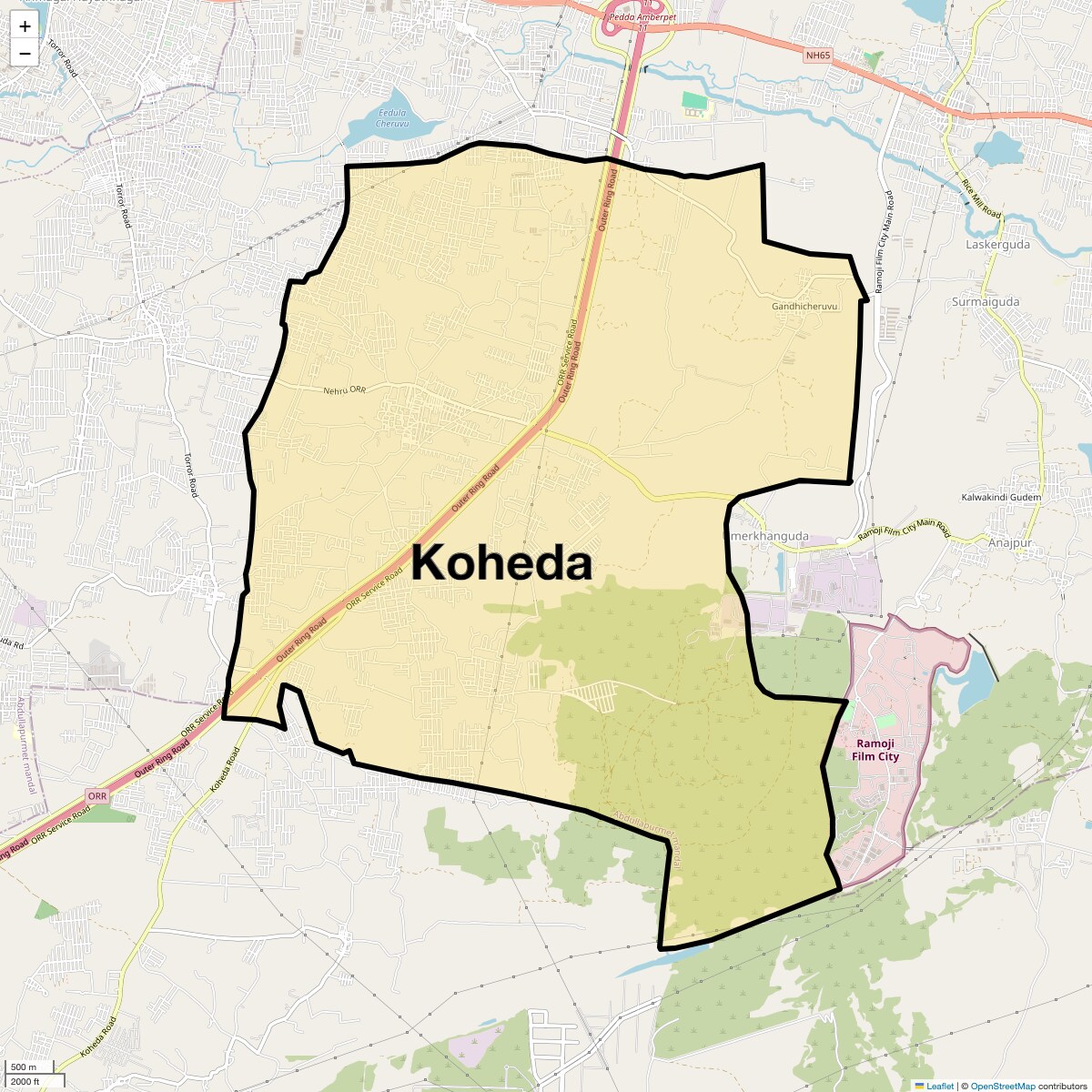 Location Map of Koheda, Hyderabad