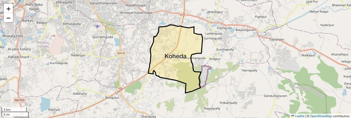 Location Map of Koheda, Hyderabad