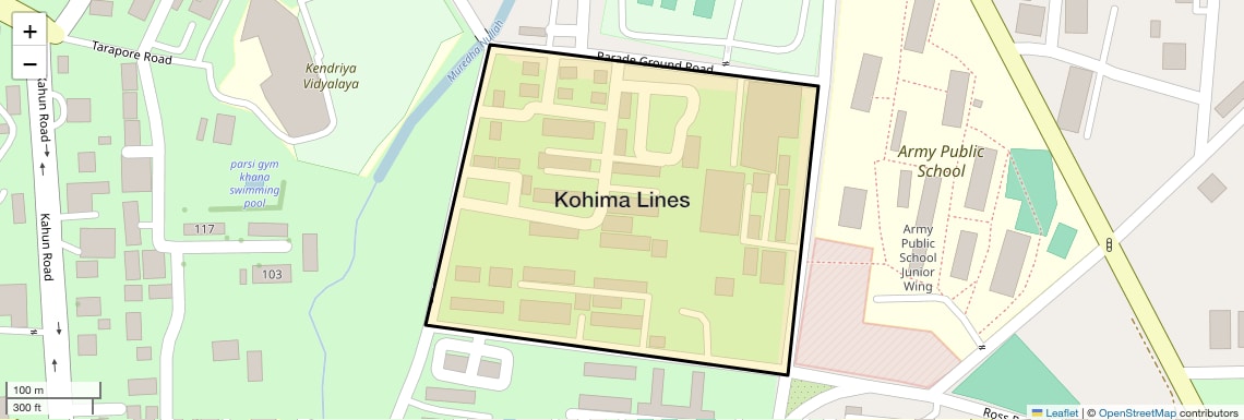 Location Map of Kohima Lines, Pune