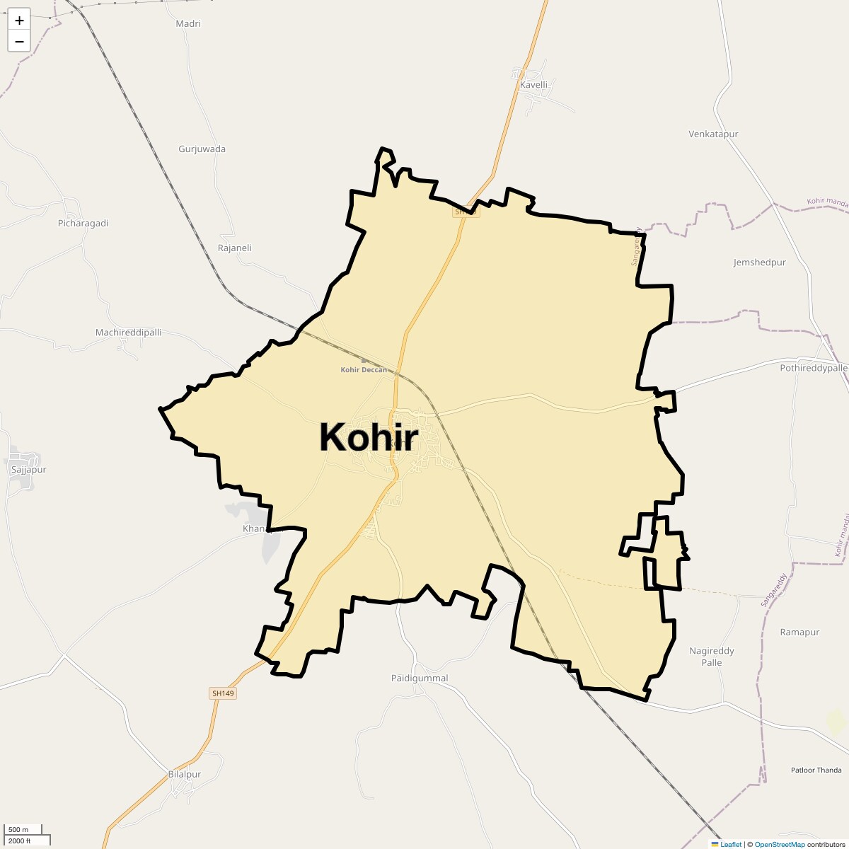 Location Map of Kohir, Hyderabad