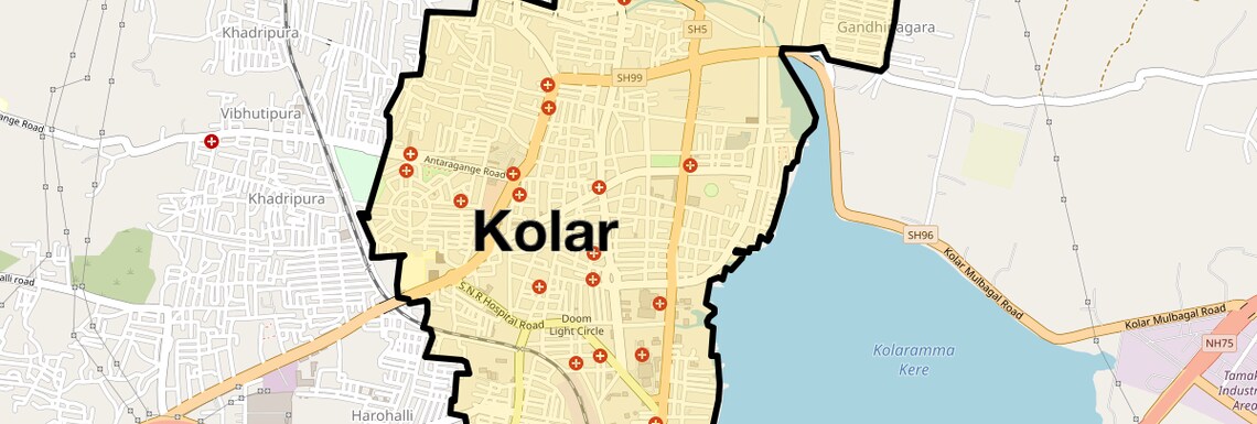 Location Map of Kolar, Bangalore