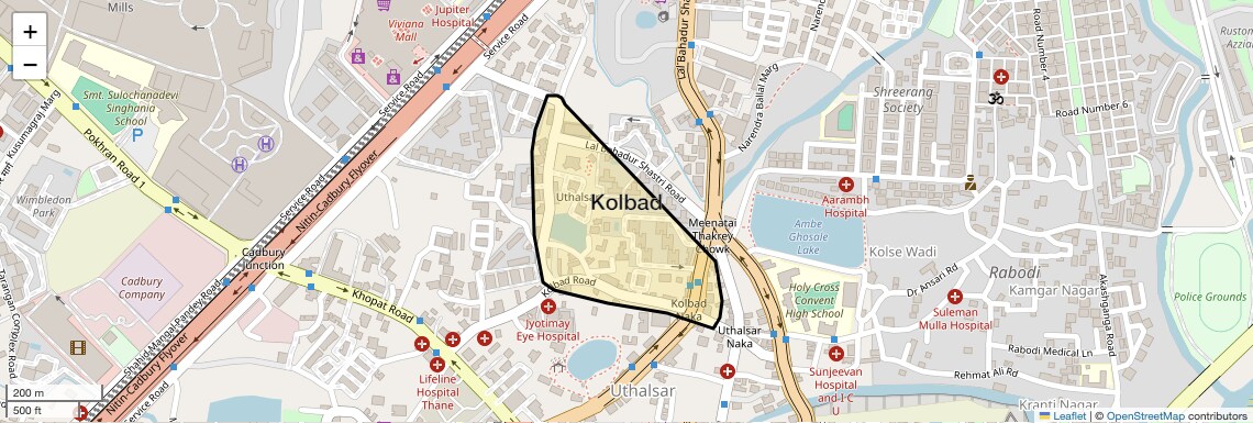 Location Map of Kolbad, Thane