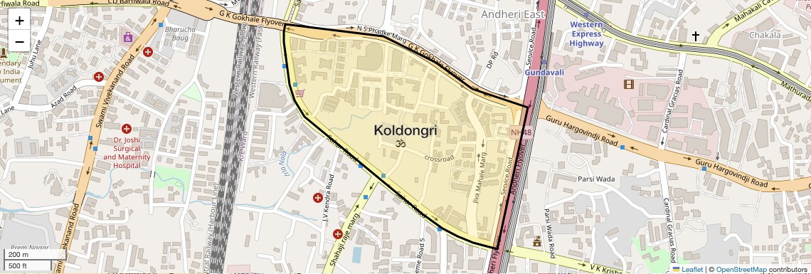 Location Map of Koldongri, Mumbai