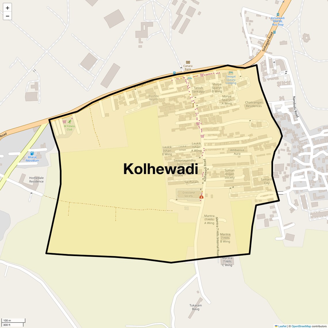Location Map of Kolhewadi, Pune