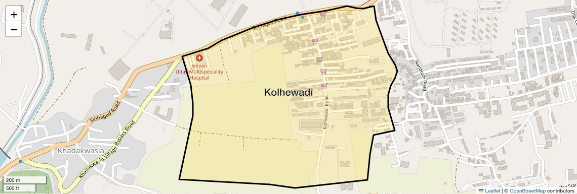Location Map of Kolhewadi, Pune