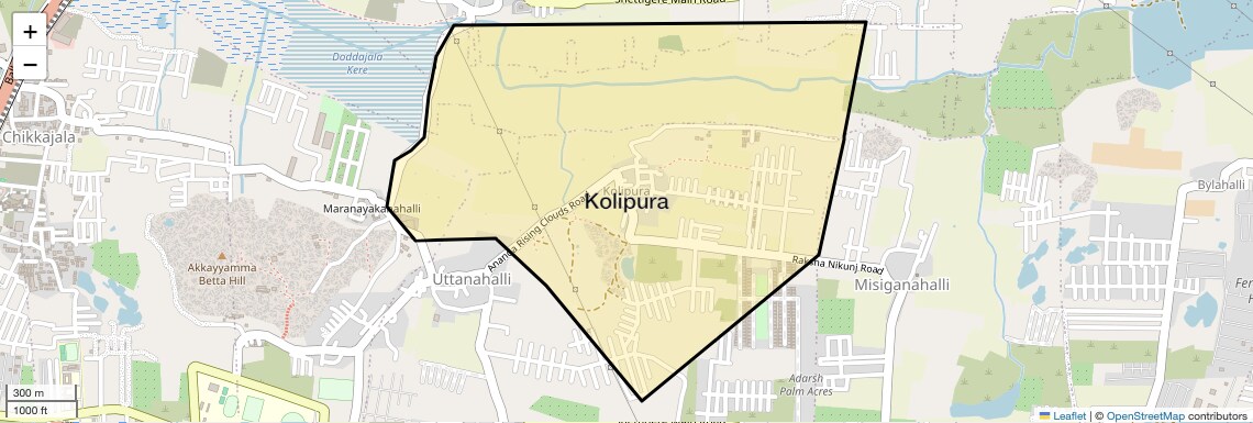 Location Map of Kolipura, Bangalore