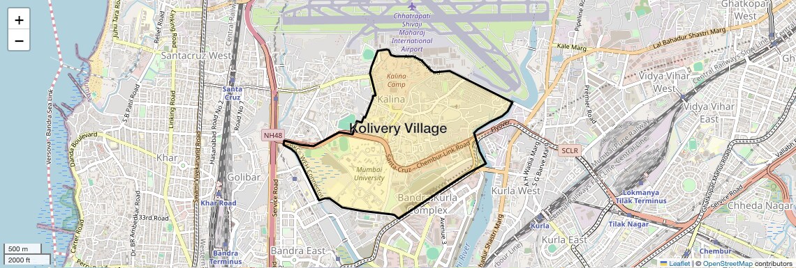 Location Map of Kolivery Village, Mumbai
