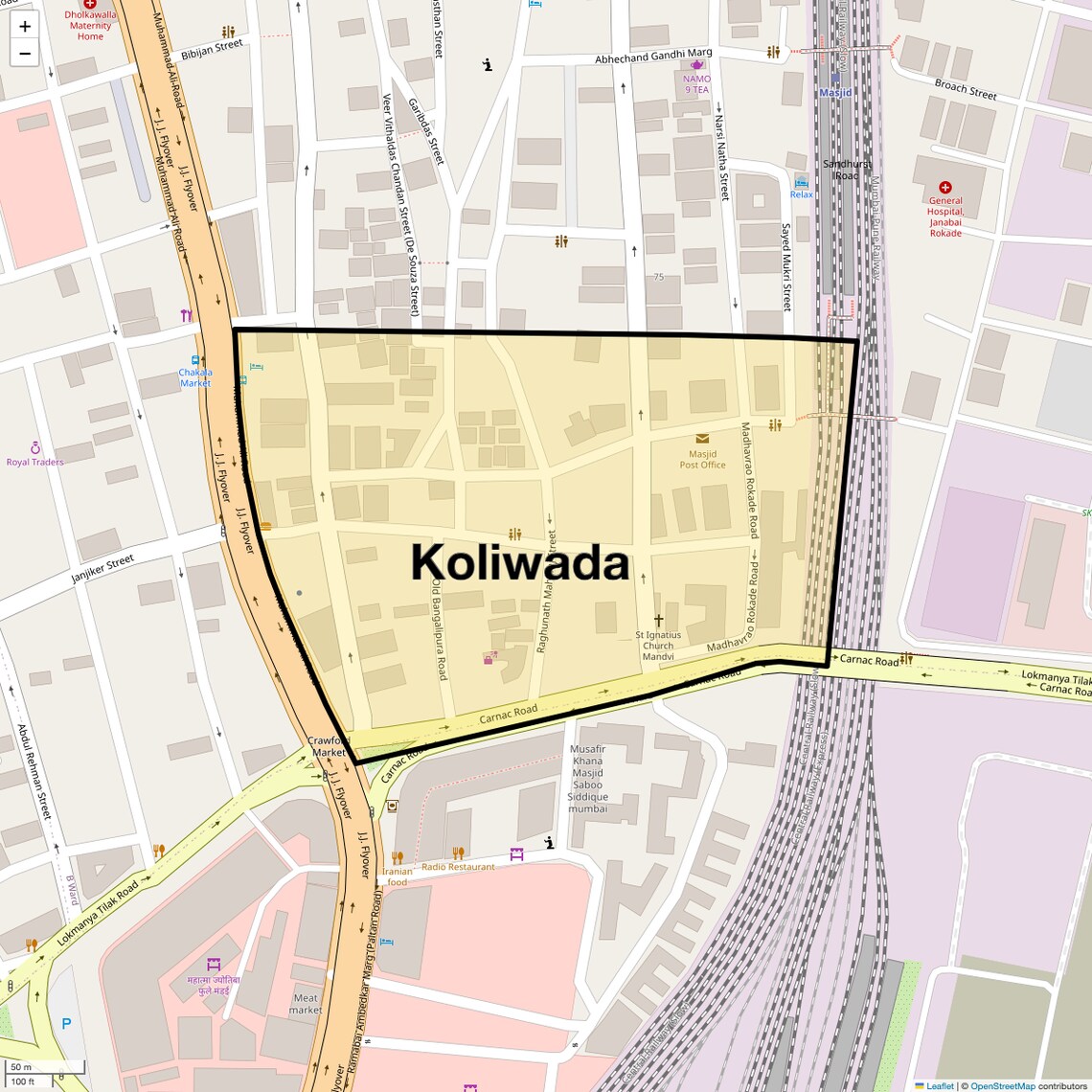 Location Map of Koliwada, Mumbai