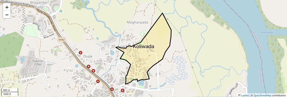 Location Map of Koliwada, Thane