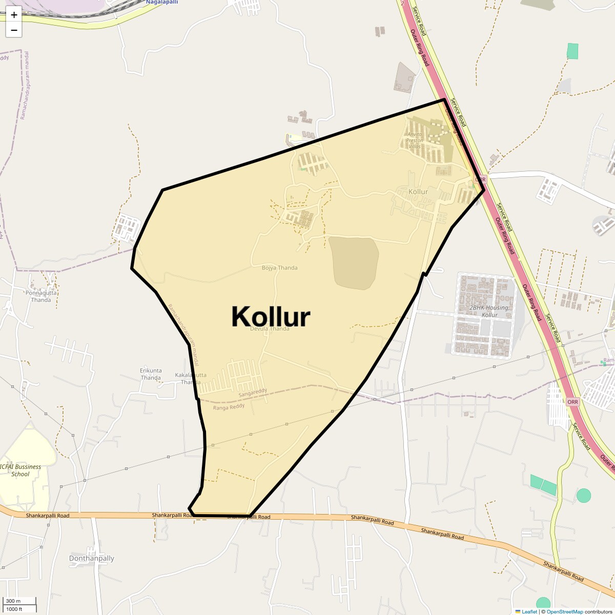 Location Map of Kollur, Hyderabad