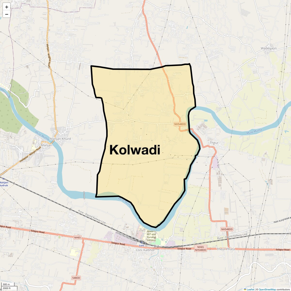 Location Map of Kolwadi, Pune