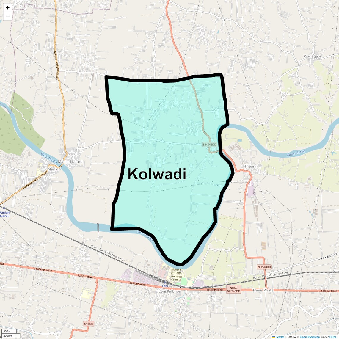 Location Map of Kolwadi, Pune