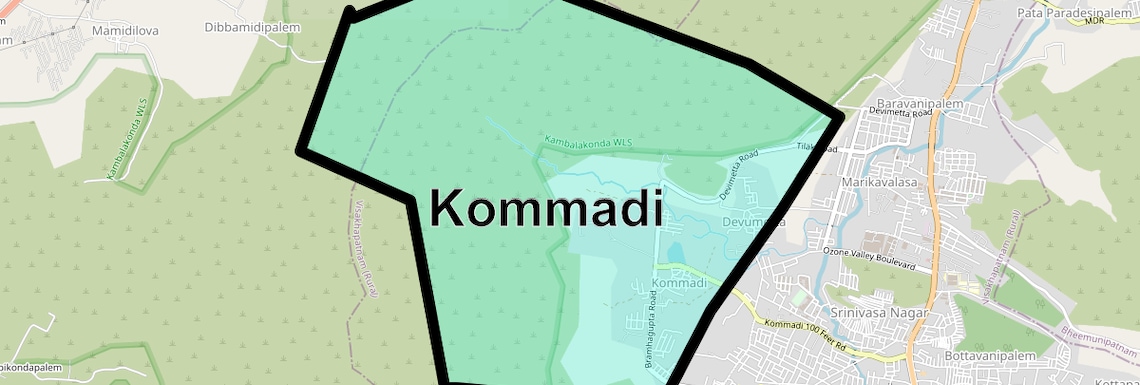 Location Map of Kommadi, Vizag
