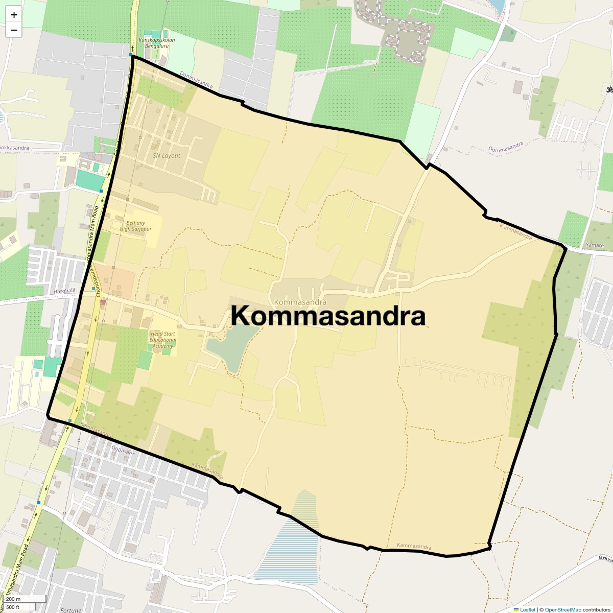 Location Map of Kommasandra, Bangalore