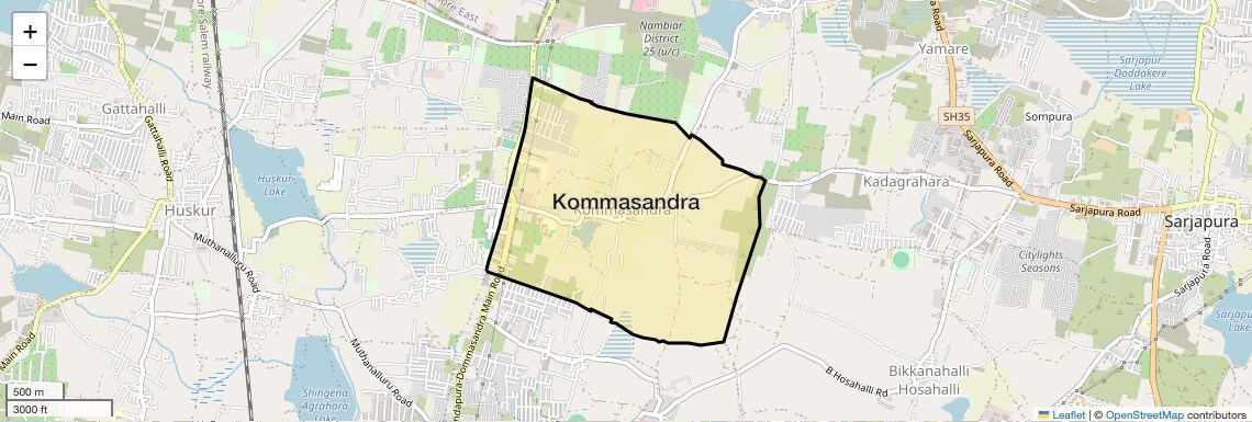 Location Map of Kommasandra, Bangalore