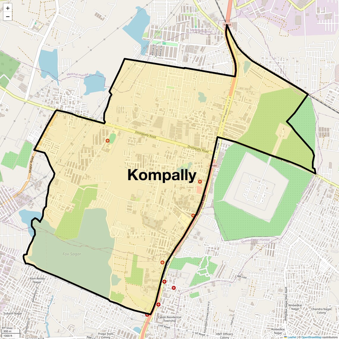 Location Map of Kompally, Hyderabad