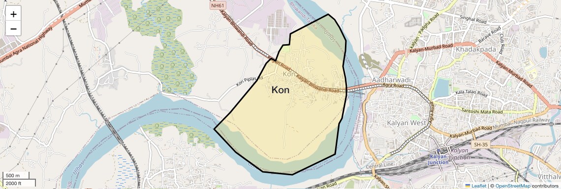 Location Map of Kon, Thane