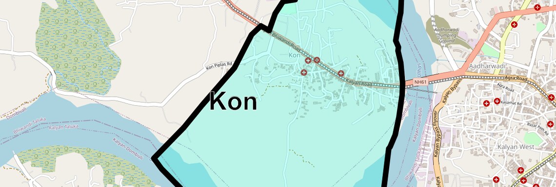 Location Map of Kon, Thane