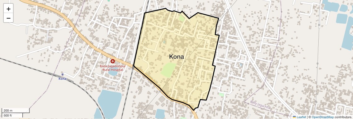 Location Map of Kona, Kolkata