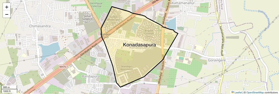Location Map of Konadasapura, Bangalore