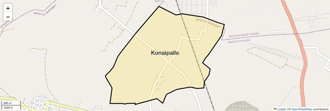 Location Map of Konaipalle, Hyderabad