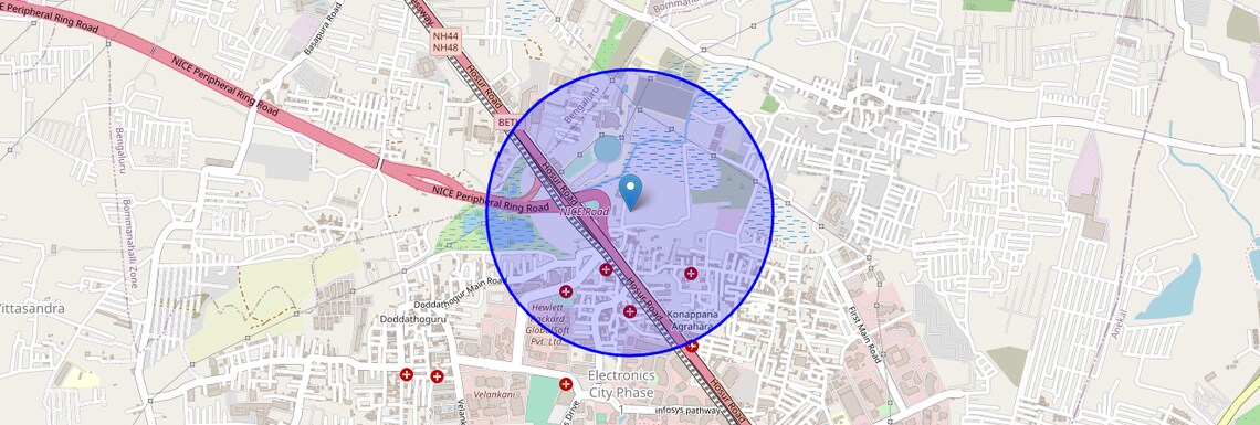 Location Map of Konappana Agrahara, Bangalore