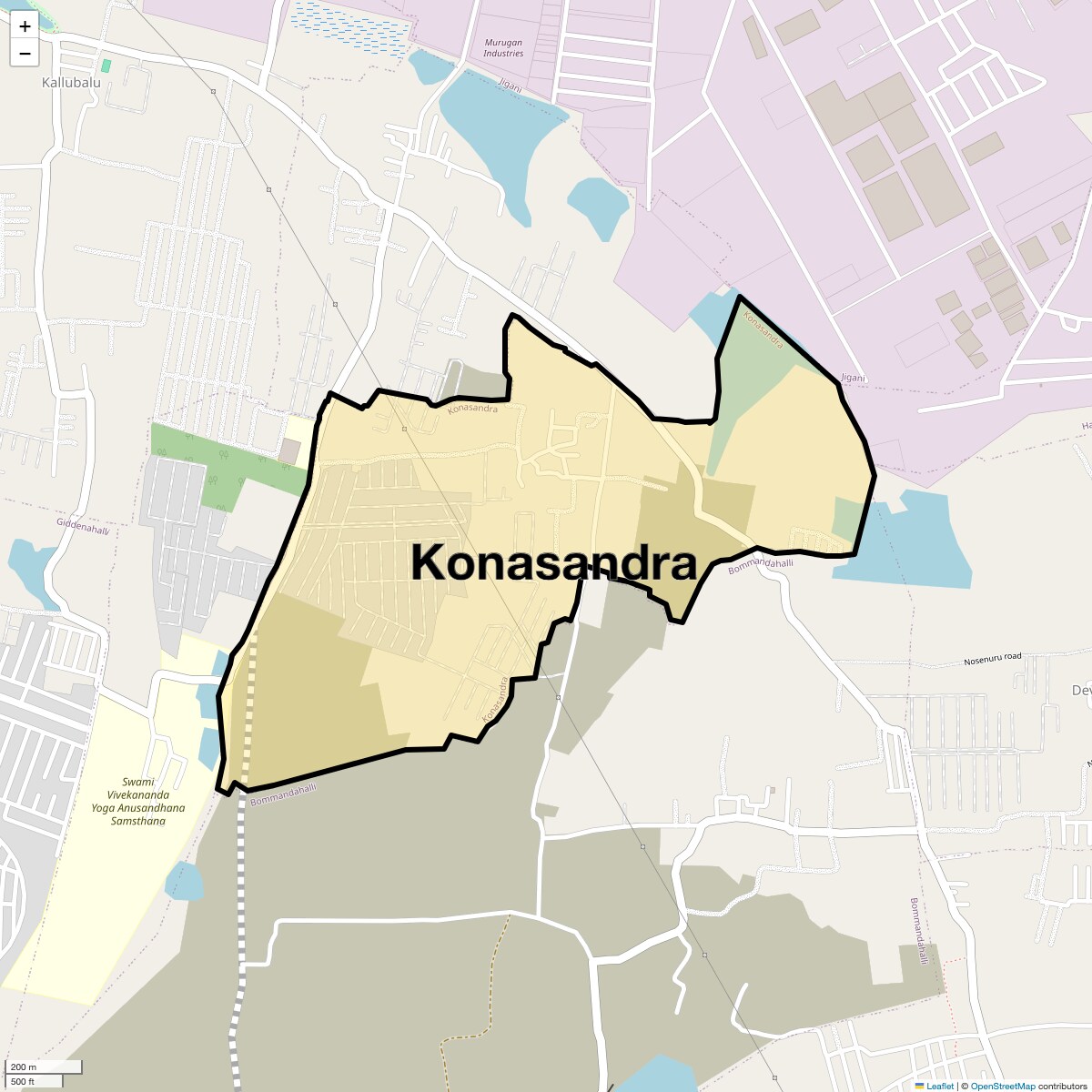 Location Map of Konasandra, Bangalore