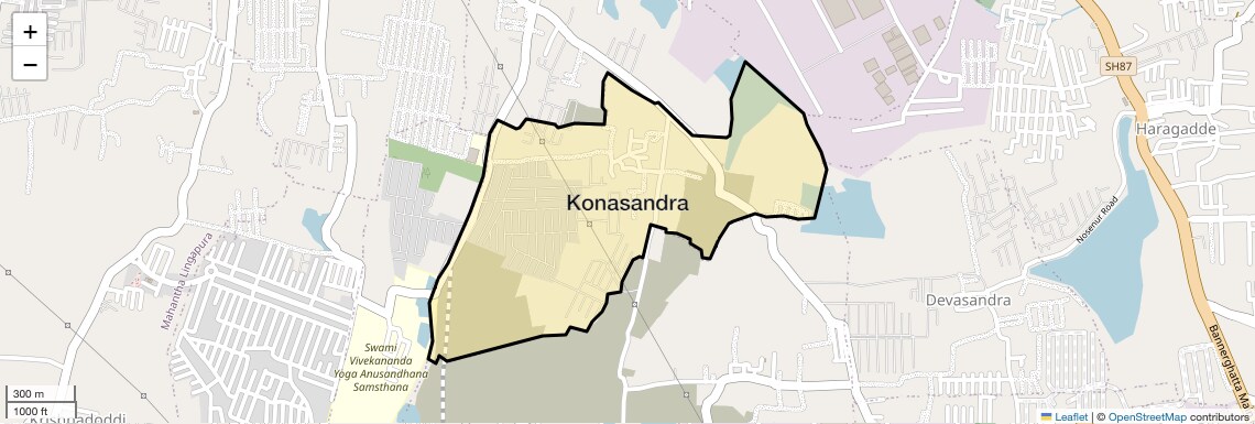 Location Map of Konasandra, Bangalore
