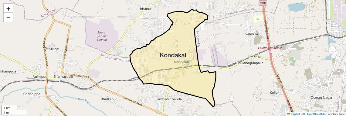 Location Map of Kondakal, Hyderabad