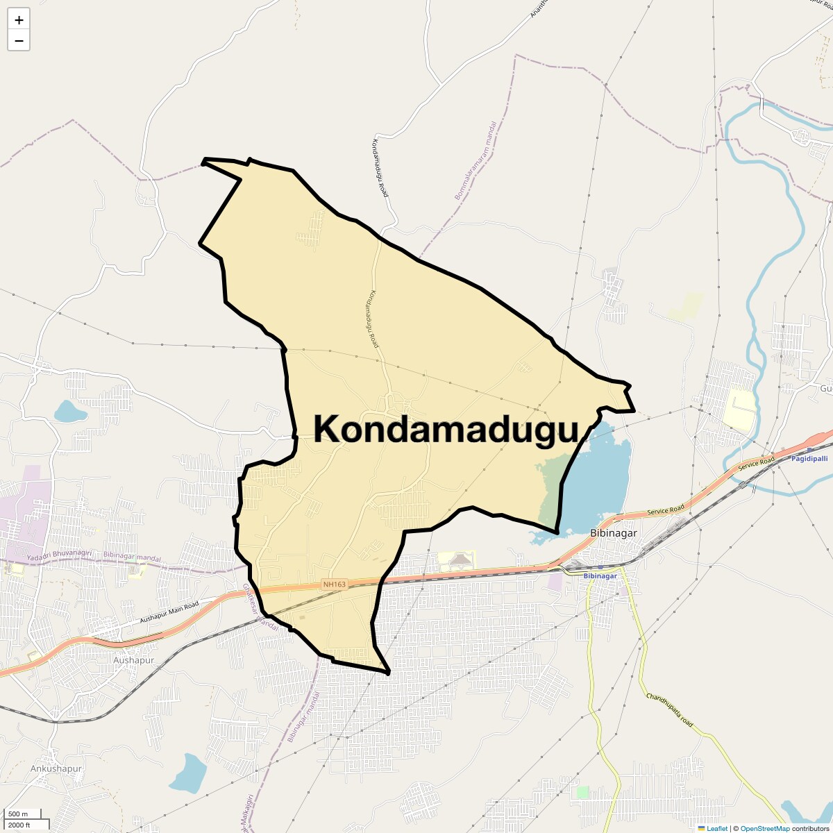 Location Map of Kondamadugu, Hyderabad