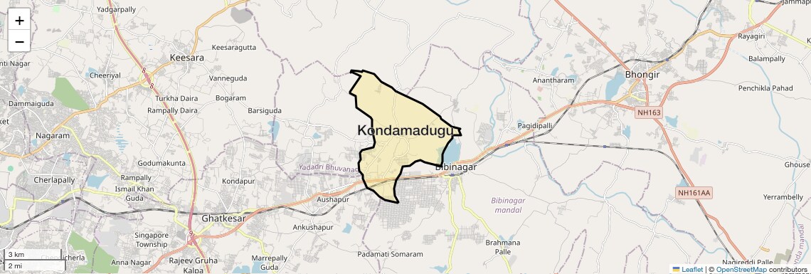 Location Map of Kondamadugu, Hyderabad