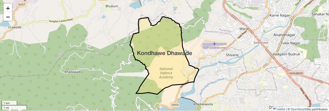 Location Map of Kondhawe Dhawade, Pune