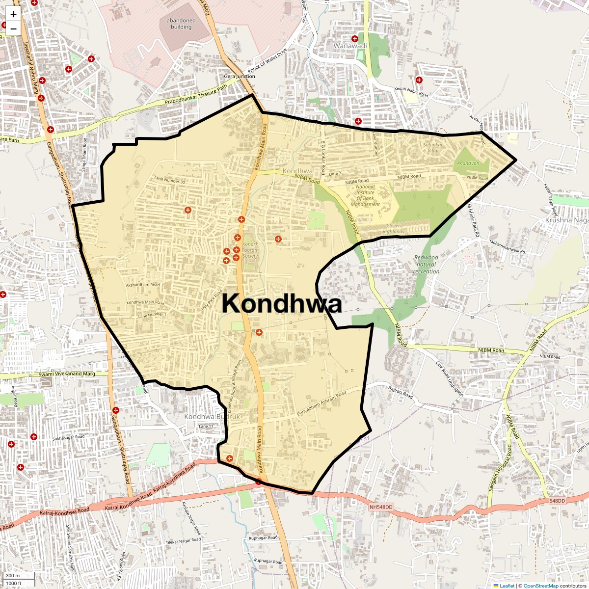 Location Map of Kondhwa, Pune