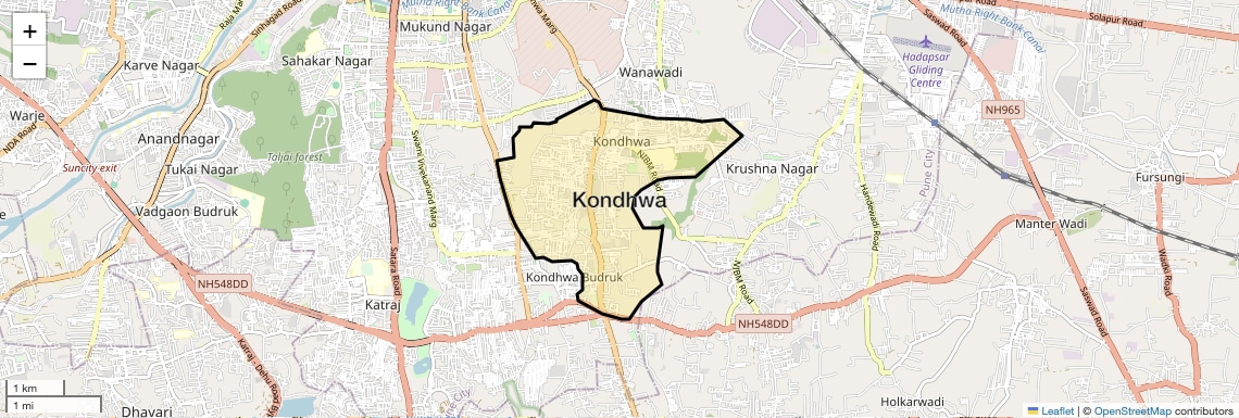 Location Map of Kondhwa, Pune
