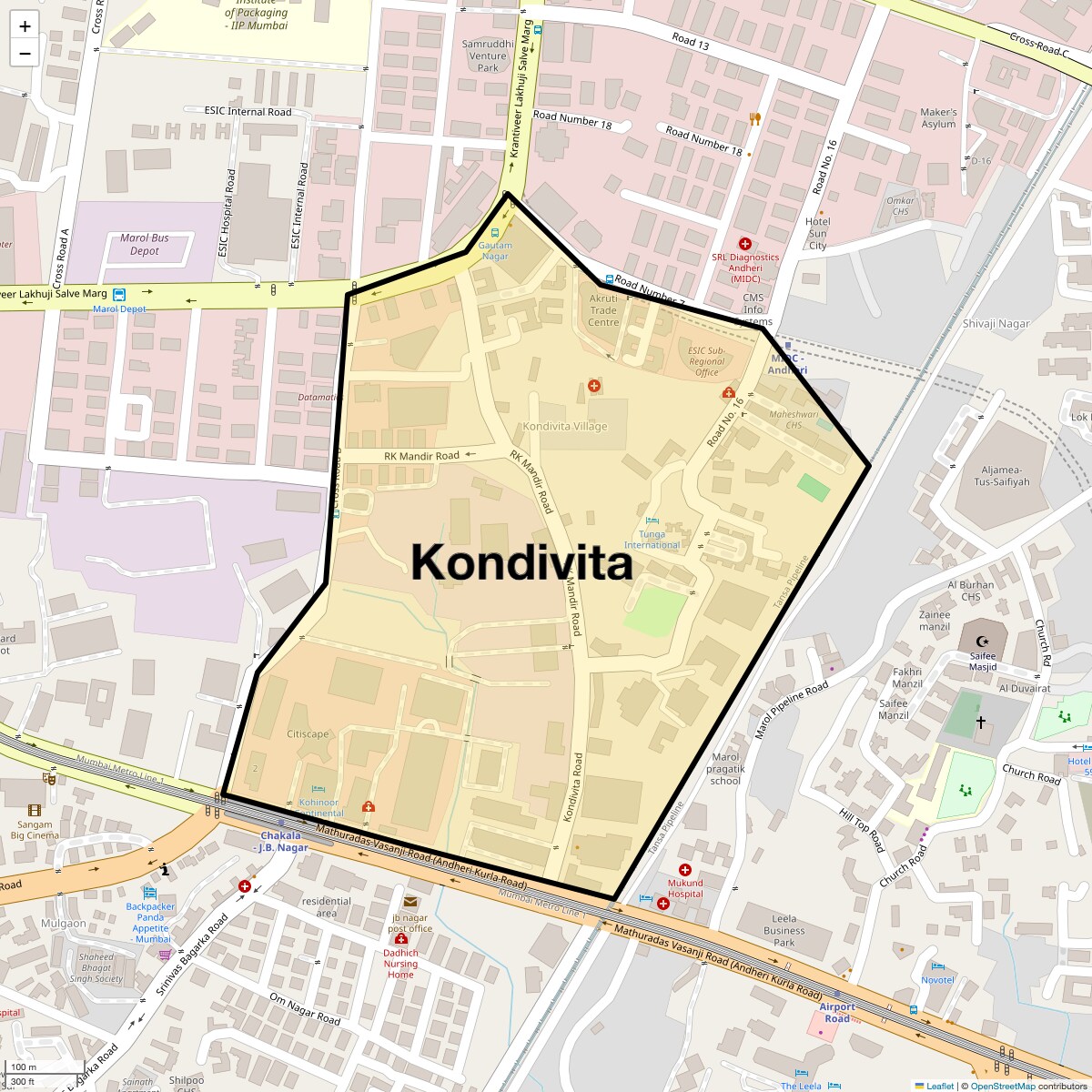 Location Map of Kondivita, Mumbai