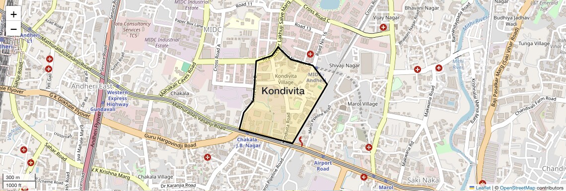 Location Map of Kondivita, Mumbai