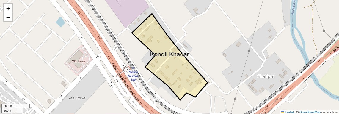 Location Map of Kondli Khadar, Noida