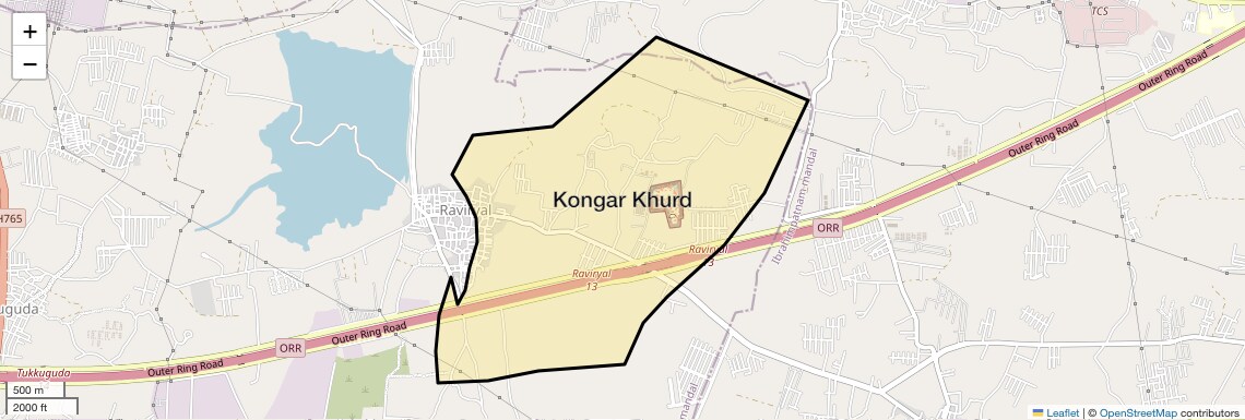 Location Map of Kongar Khurd, Hyderabad