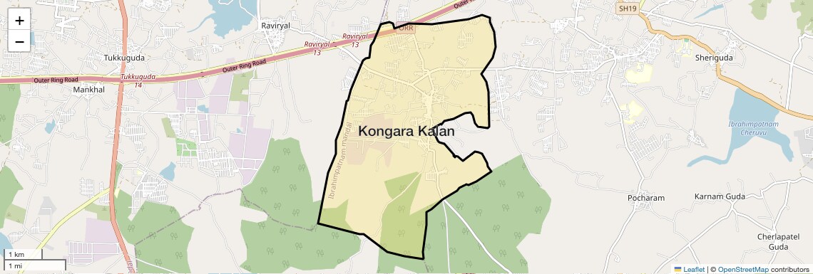 Location Map of Kongara Kalan, Hyderabad