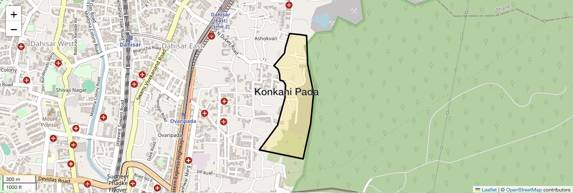 Location Map of Konkani Pada, Mumbai